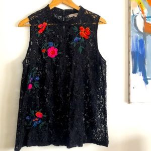 Embroidered lace top